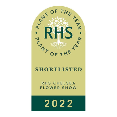 RHS Chelsea Flower Show 2022 Plant of the Year shortlisted badge logo.