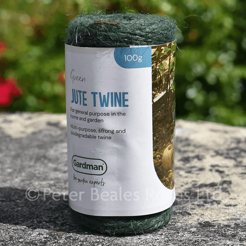 Green jute twine spool 100g with Gardman label on grey cylinder
