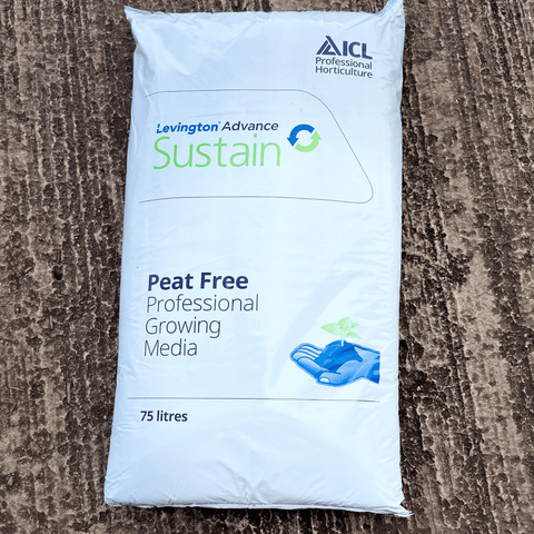 Peat-free professional growing media bag, 75 litres, light blue pack with logo
