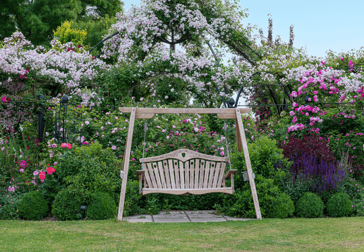 Hanging Bench in Garden
